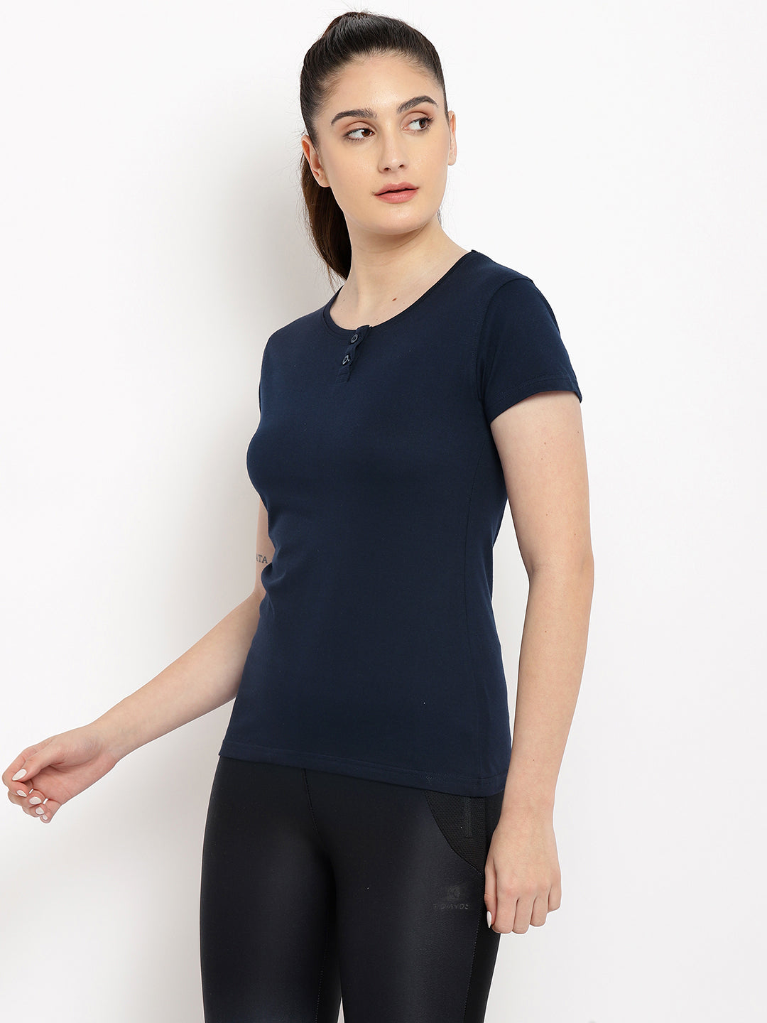 Ap'pulse Women's Short Sleeve Henley Tshirt