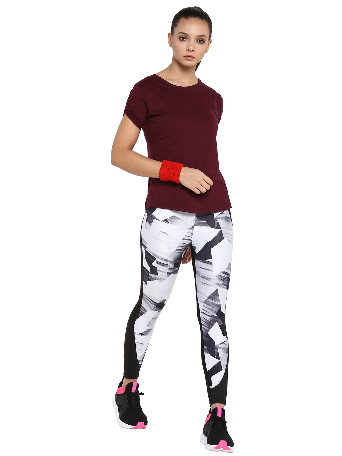 Ap'pulse Women's Gathering sleeve Round Neck Tshirt