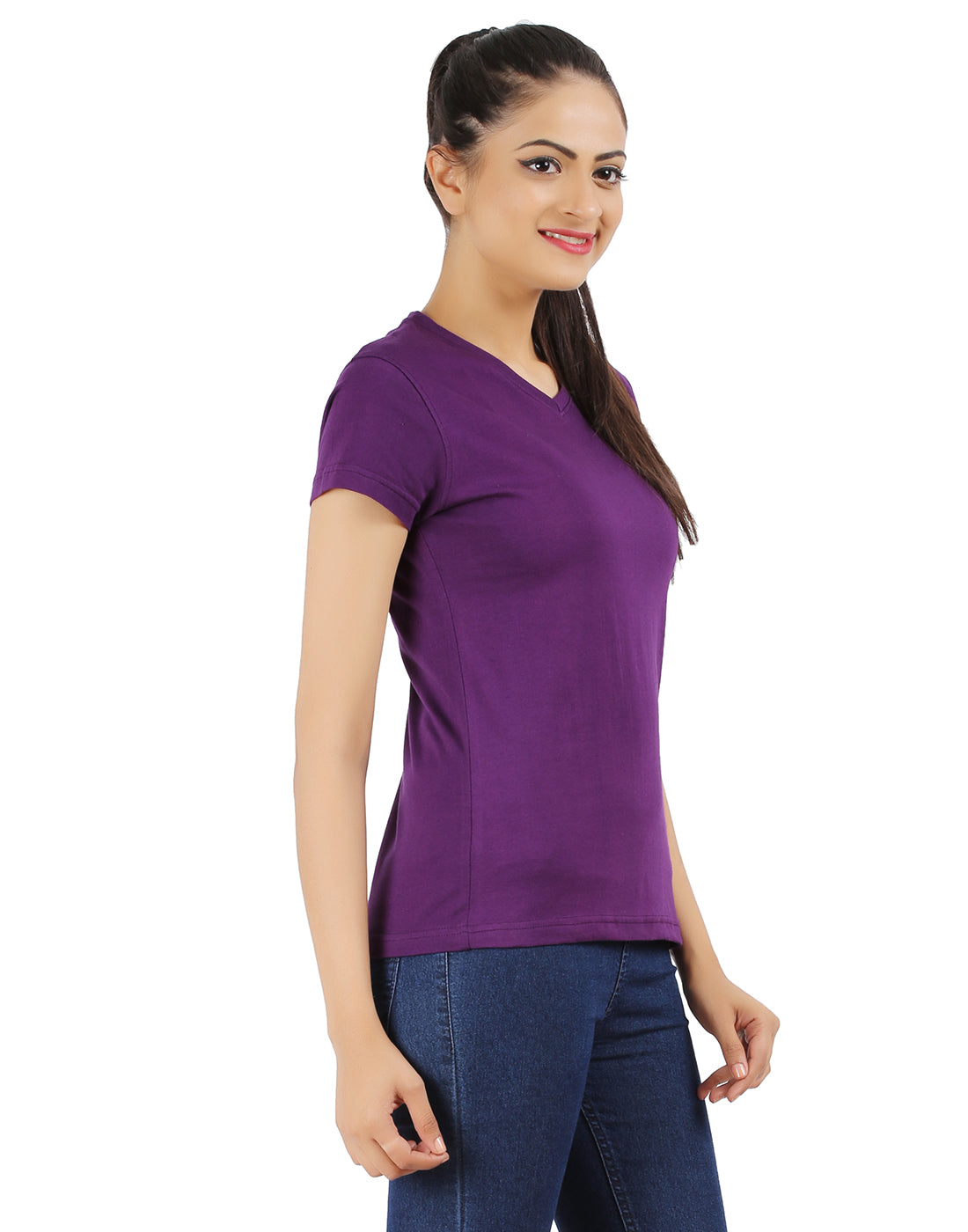 Ap'pulse Women's Short Sleeve V neck Tshirt