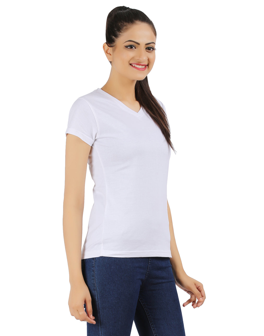 Ap'pulse Women's Short Sleeve V neck Tshirt