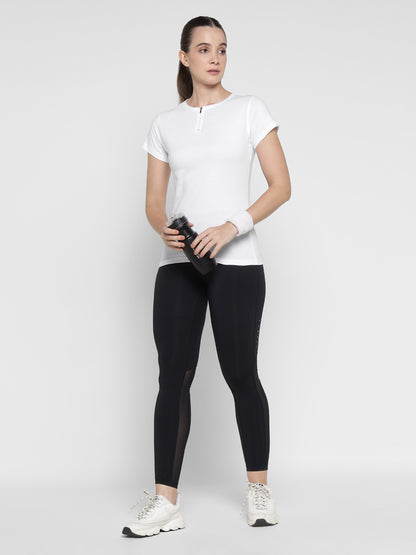 Appulse Women's Short Sleeve Round Neck Zipper T-Shirt | Women | Premium Cotton | Activewear | Athleisure