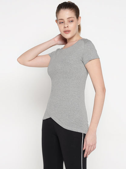 Appulse Women's Short Sleeve Round Neck Bottom Cross Over T-Shirt | Women | Premium Cotton | Activewear | Athleisure