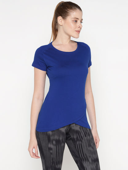 Appulse Women's Short Sleeve Round Neck Bottom Cross Over T-Shirt | Women | Premium Cotton | Activewear | Athleisure