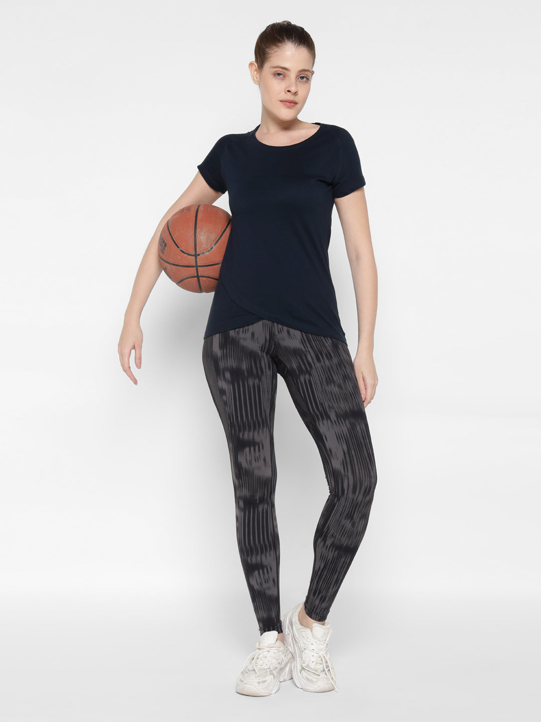 Ap'pulse Women's Short Sleeve Round Neck Bottom Cross Over Tshirt