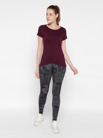 Appulse Women's Short Sleeve Round Neck Bottom Cross Over T-Shirt | Women | Premium Cotton | Activewear | Athleisure