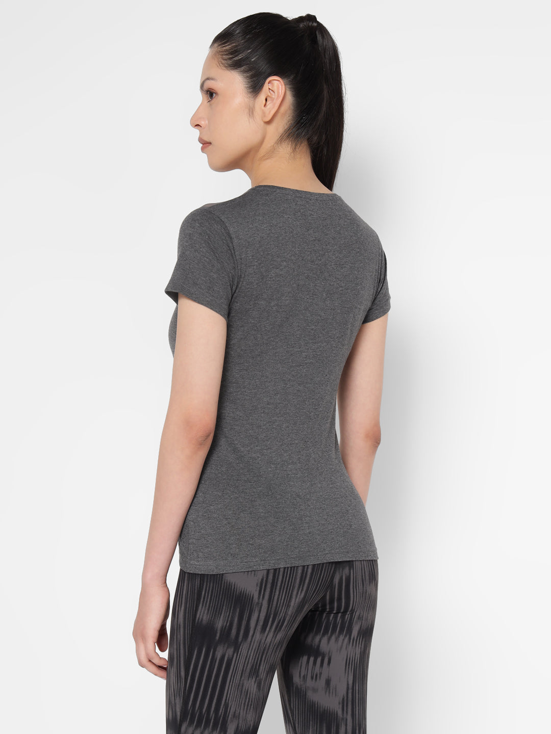 Ap'pulse Women's Short Sleeve Round Neck Shoulder Mesh Tshirt