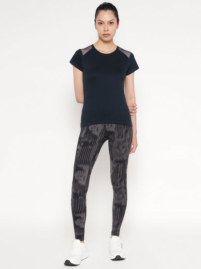 Appulse Women's Short Sleeve Round Neck Shoulder Mesh T-Shirt | Women | Premium Cotton | Activewear | Athleisure