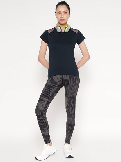 Appulse Women's Short Sleeve Round Neck Shoulder Mesh T-Shirt | Women | Premium Cotton | Activewear | Athleisure