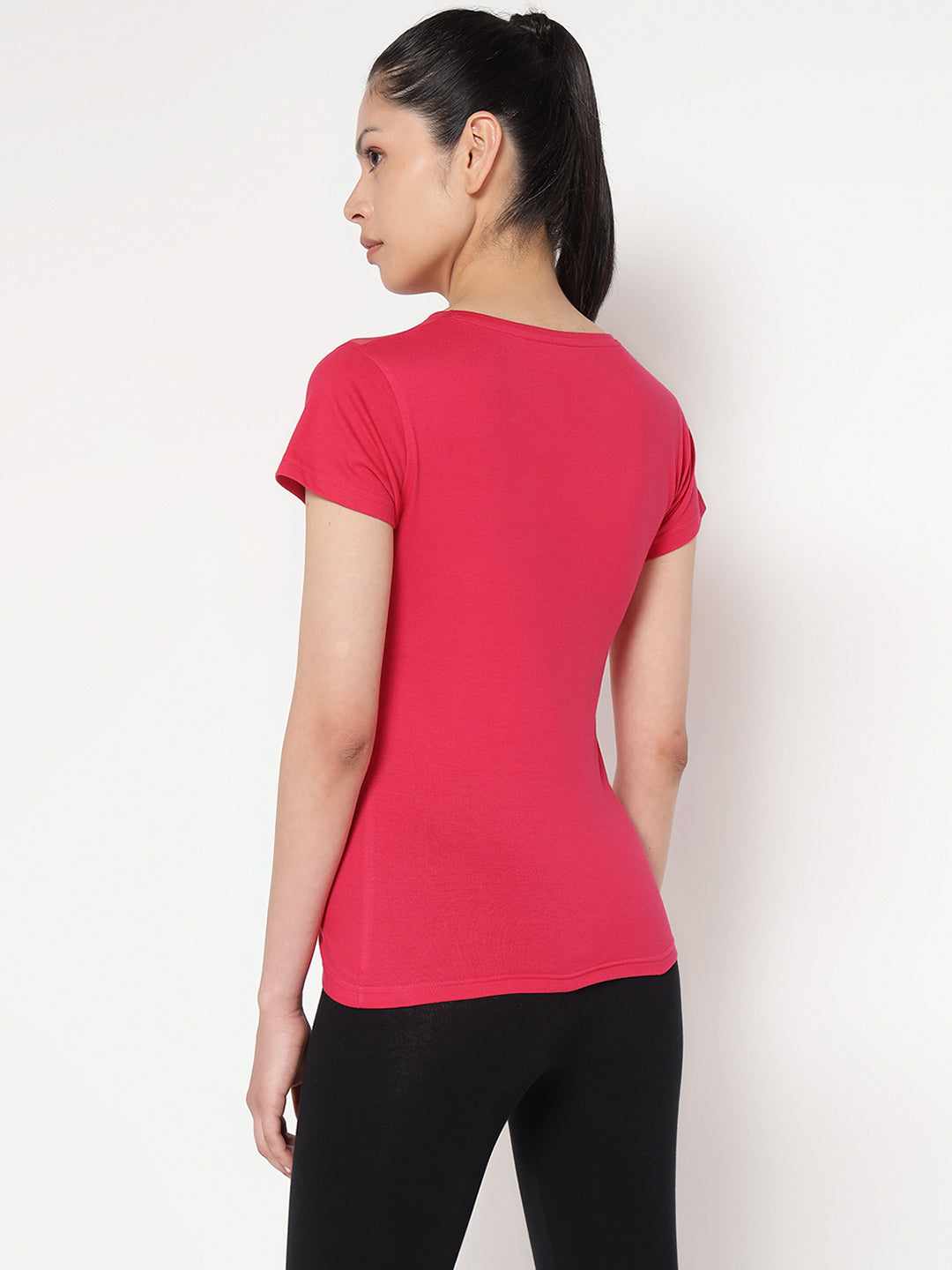 Ap'pulse Women's Short Sleeve Round Neck Shoulder Mesh Tshirt