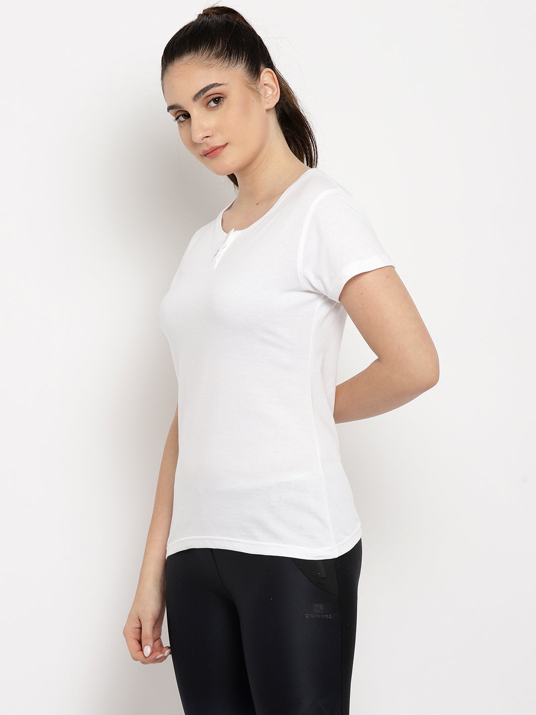 Ap'pulse Women's Short Sleeve Henley Tshirt