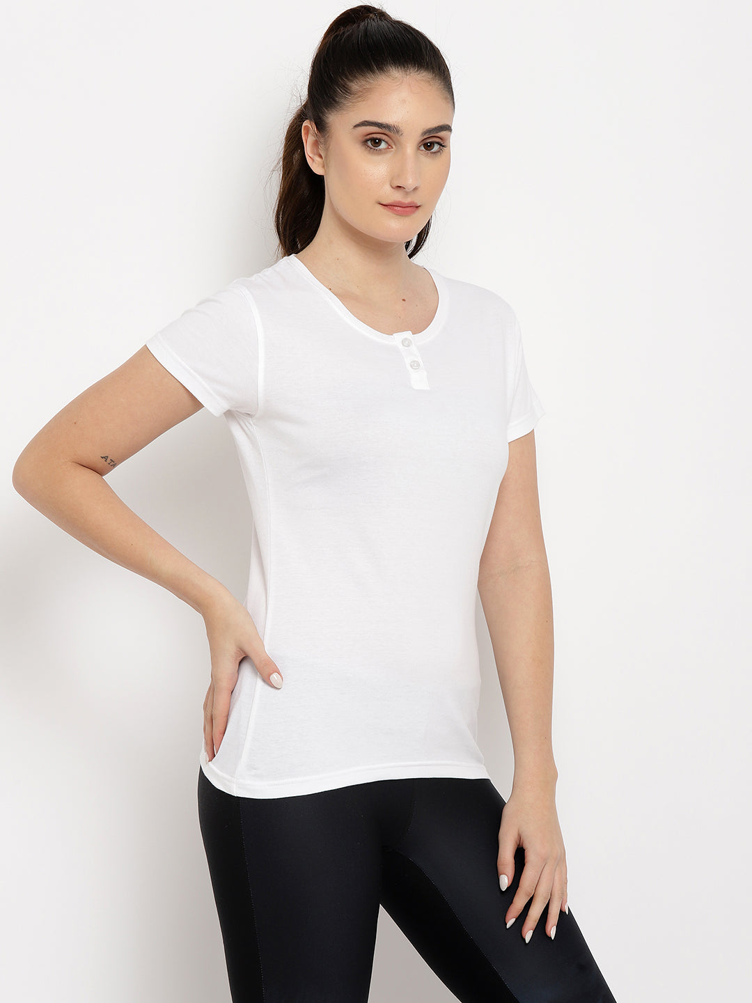 Ap'pulse Women's Short Sleeve Henley Tshirt
