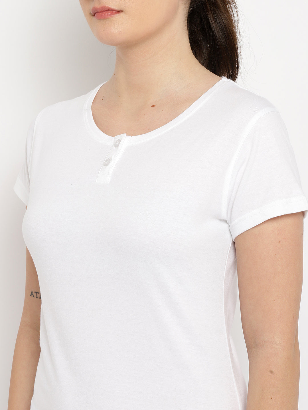Ap'pulse Women's Short Sleeve Henley Tshirt