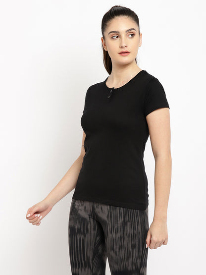 Appulse Women's Short Sleeve Henley T-Shirt | Women | Premium Cotton | Activewear | Athleisure