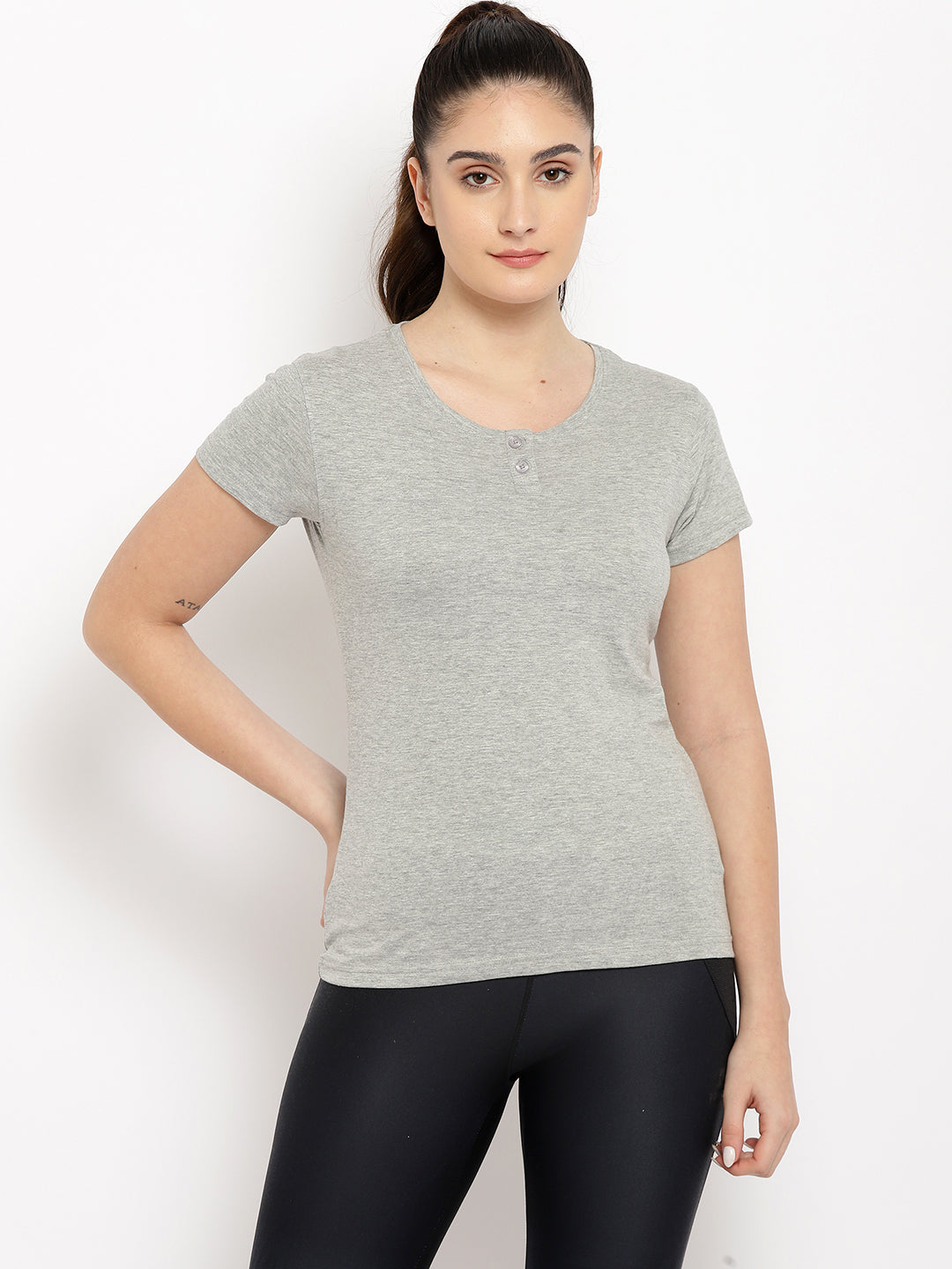 Ap'pulse Women's Short Sleeve Henley Tshirt