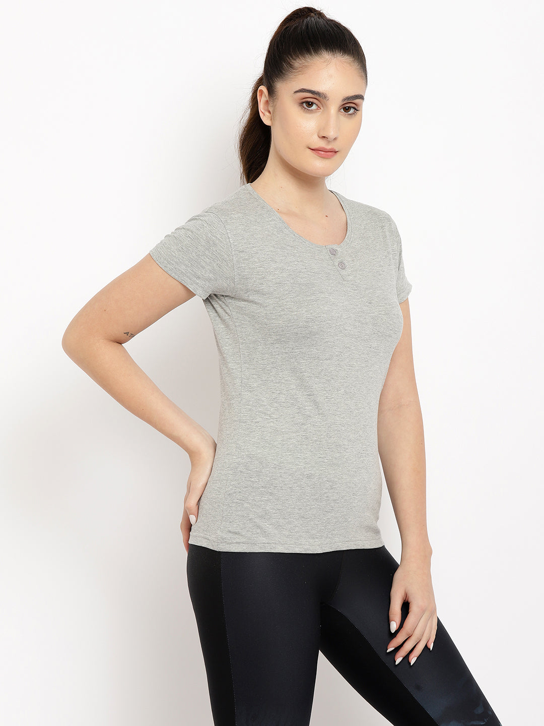 Ap'pulse Women's Short Sleeve Henley Tshirt