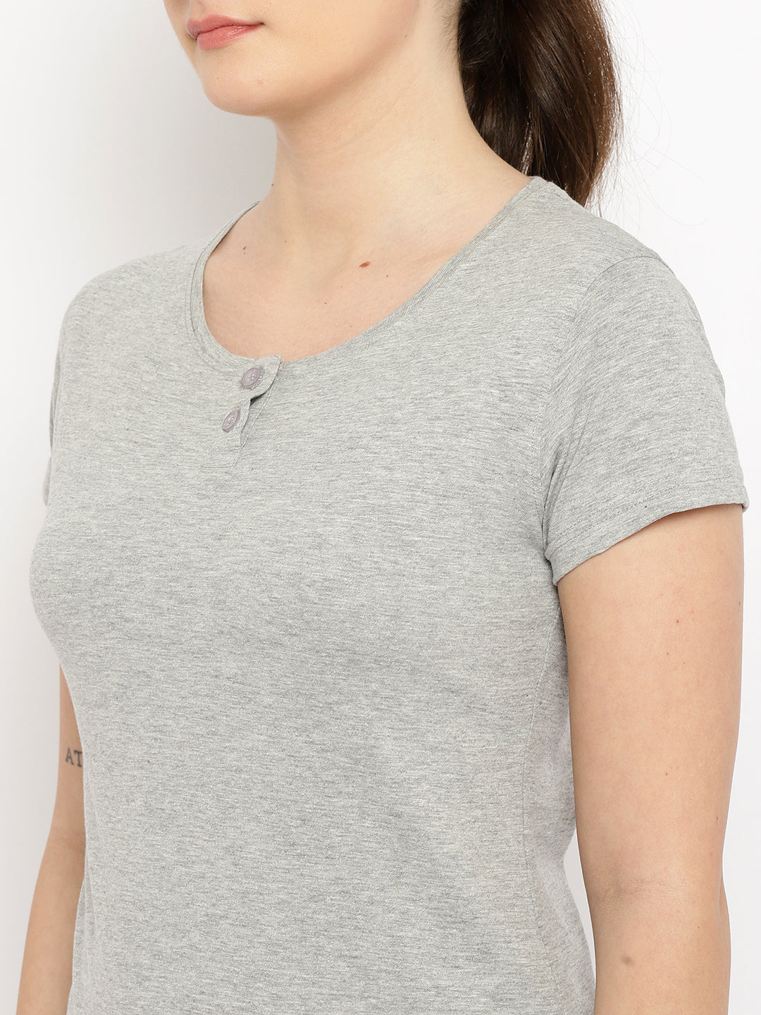 Ap'pulse Women's Short Sleeve Henley Tshirt