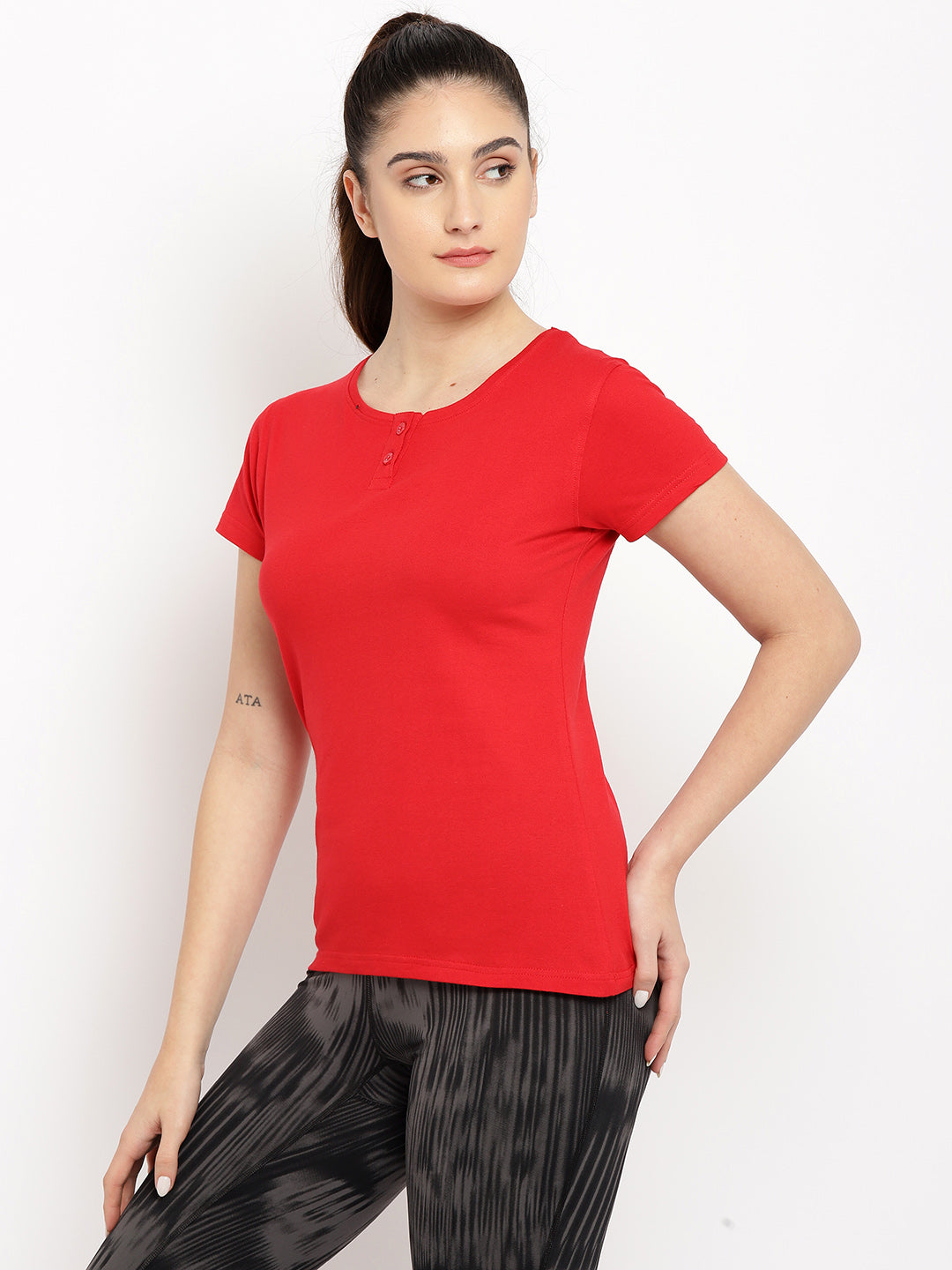 Ap'pulse Women's Short Sleeve Henley Tshirt