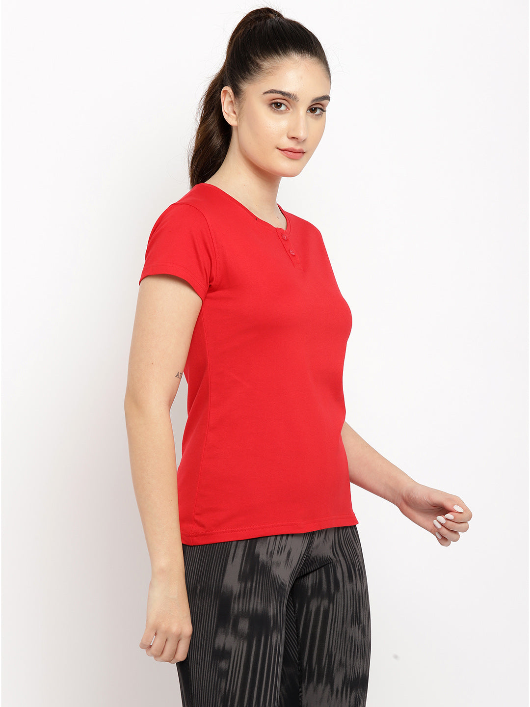 Ap'pulse Women's Short Sleeve Henley Tshirt