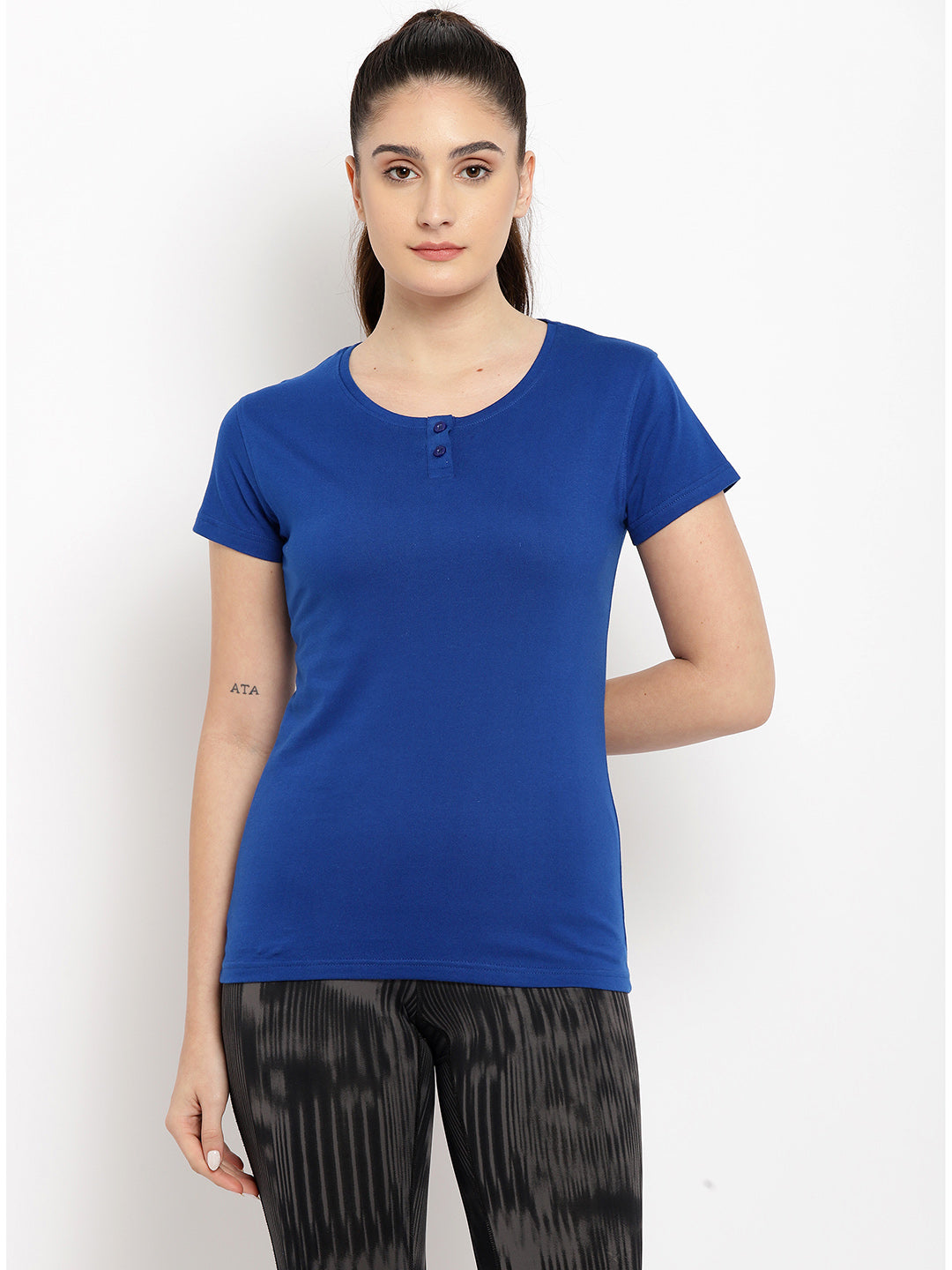 Ap'pulse Women's Short Sleeve Henley Tshirt