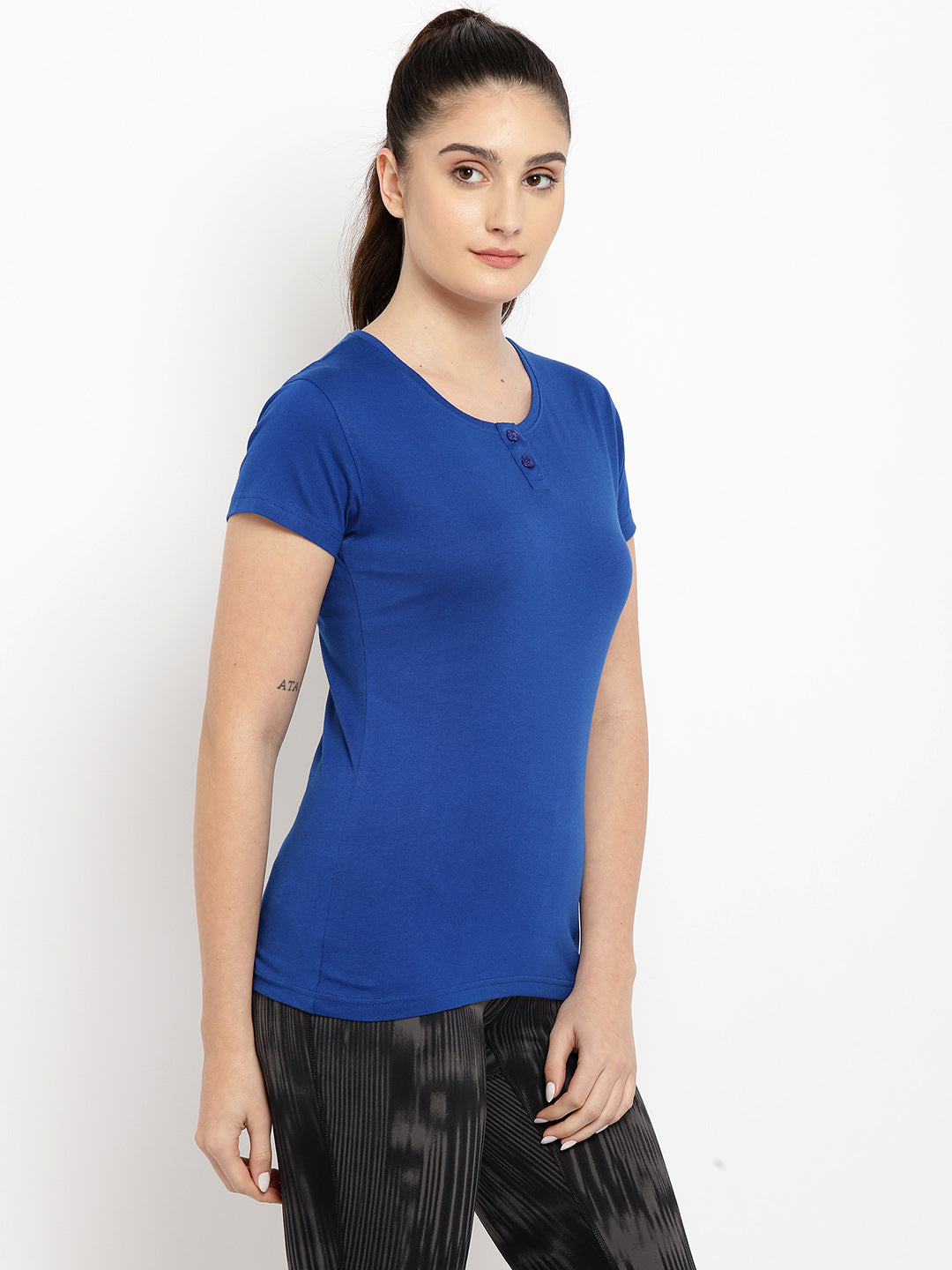 Ap'pulse Women's Short Sleeve Henley Tshirt