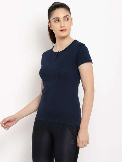 Appulse Women's Short Sleeve Henley T-Shirt | Women | Premium Cotton | Activewear | Athleisure