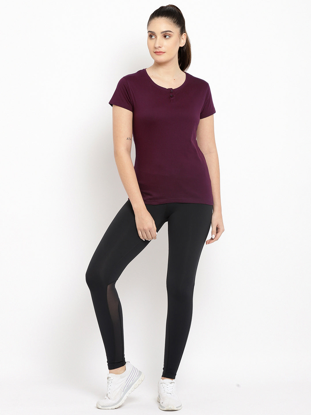 Ap'pulse Women's Short Sleeve Henley Tshirt