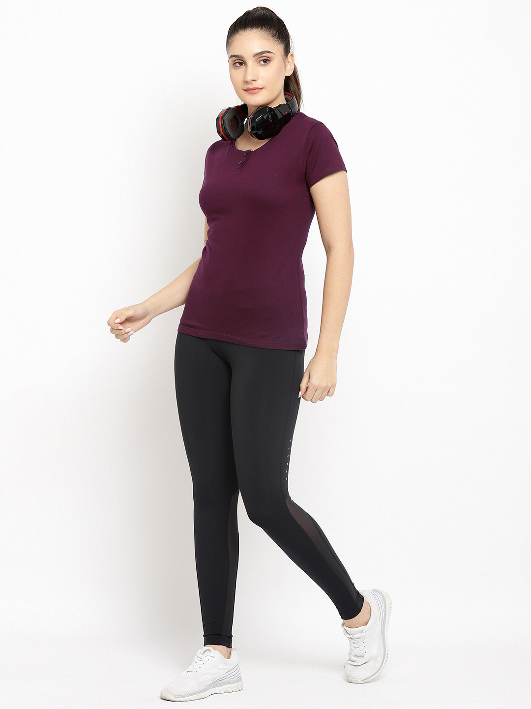 Ap'pulse Women's Short Sleeve Henley Tshirt