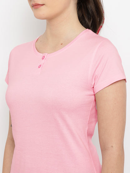Appulse Women's Short Sleeve Henley T-Shirt | Women | Premium Cotton | Activewear | Athleisure