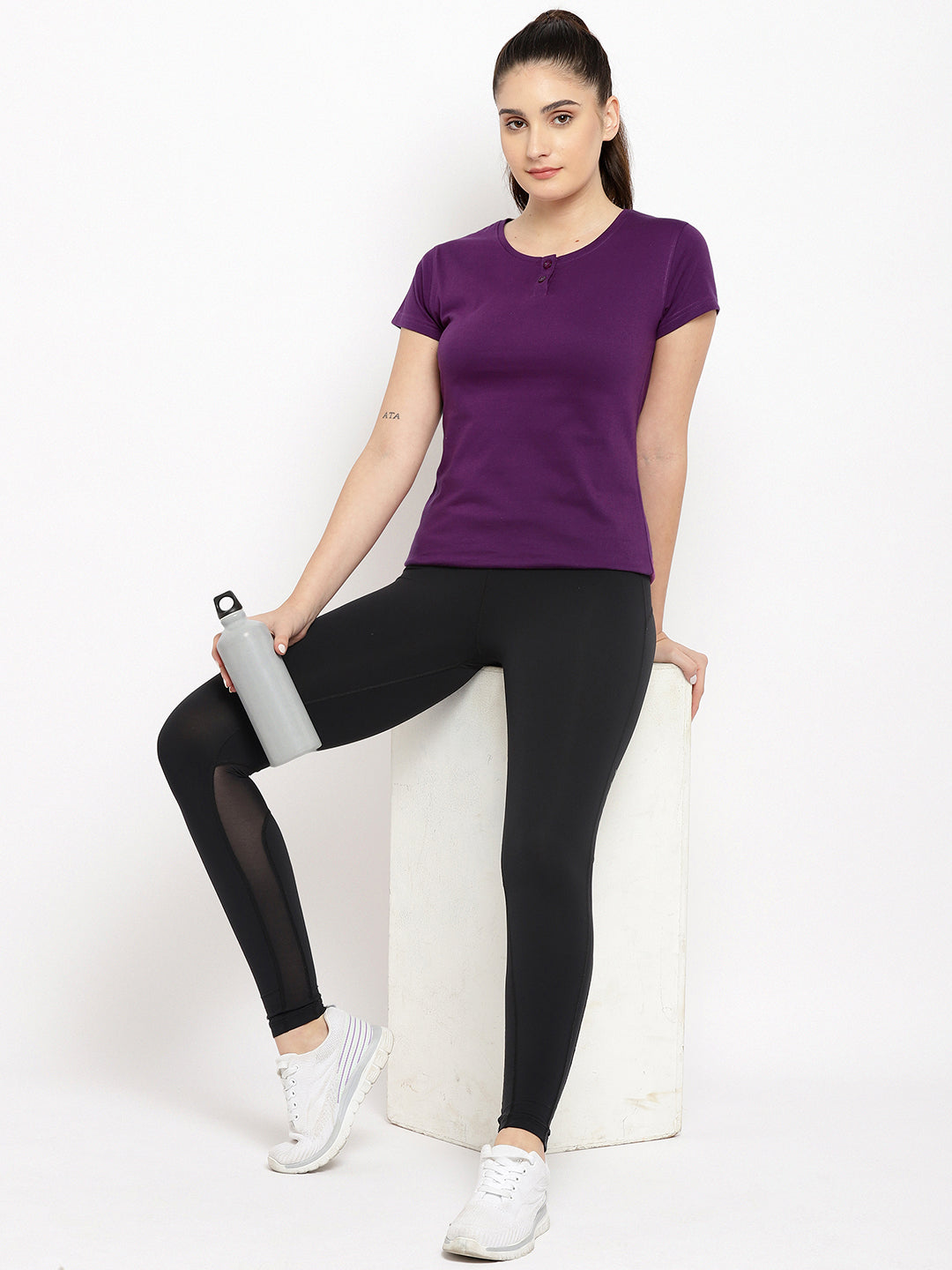 Ap'pulse Women's Short Sleeve Henley Tshirt