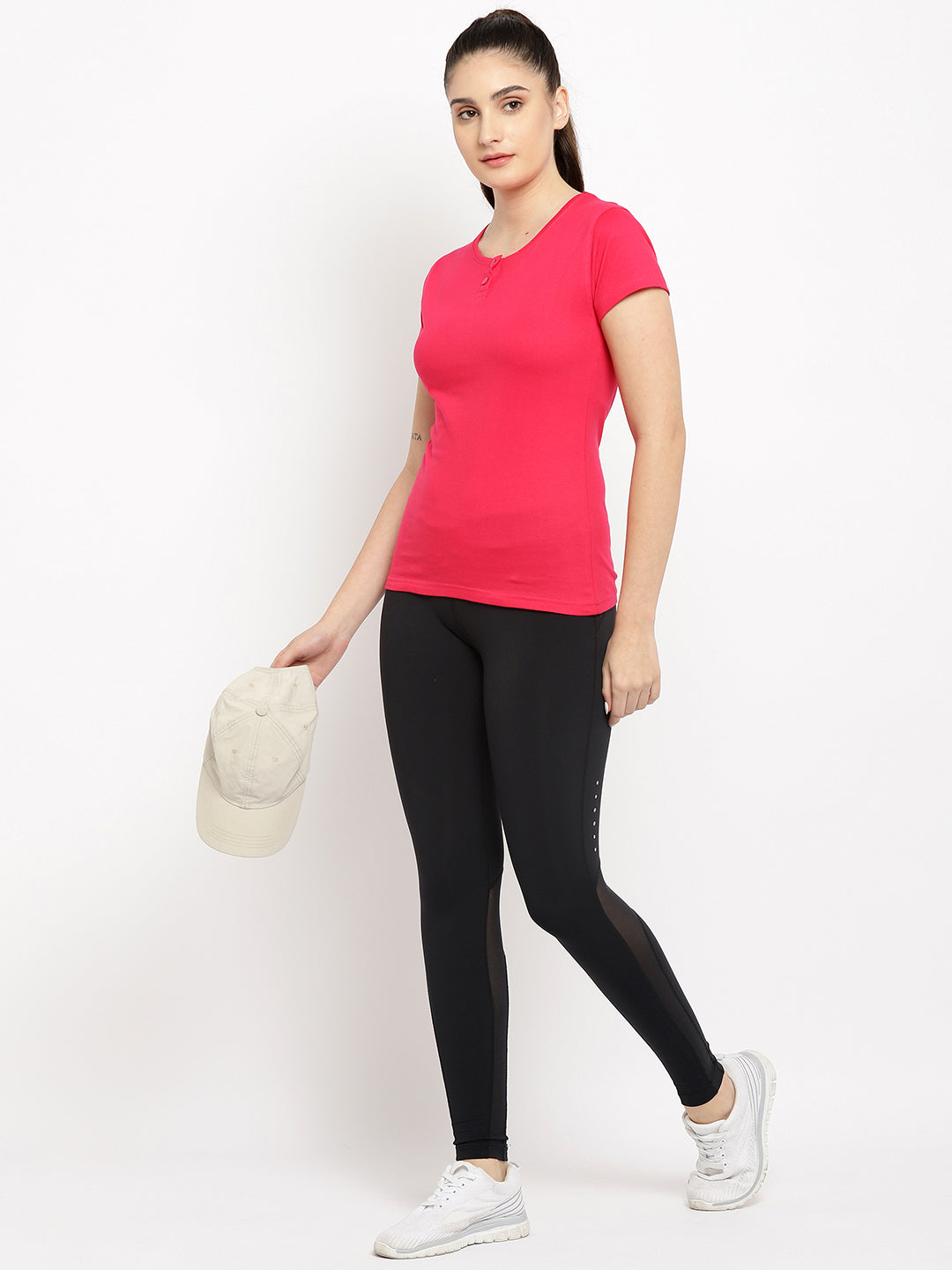 Ap'pulse Women's Short Sleeve Henley Tshirt