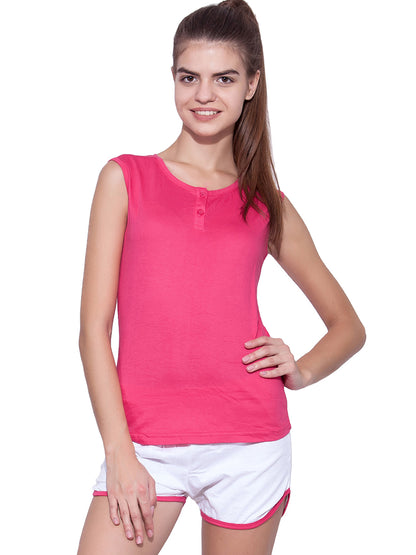 Appulse Women's Sleeveless Henley T-Shirt | Women | Premium Cotton | Activewear | Athleisure