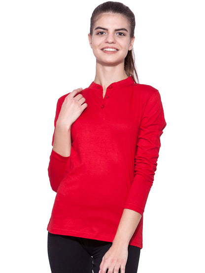 Appulse Women's Long Sleeve Mandarin Polo T-Shirt | Women | Premium Cotton | Activewear | Athleisure