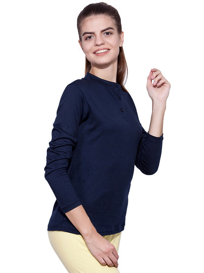 Appulse Women's Long Sleeve Mandarin Polo T-Shirt | Women | Premium Cotton | Activewear | Athleisure