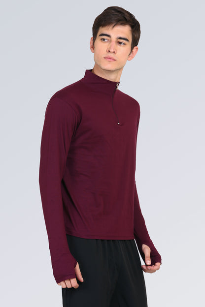 Appulse Men's 1/4 High Neck Zipper Thumb Hole T-Shirt | Men | Premium Cotton | Activewear | Athleisure