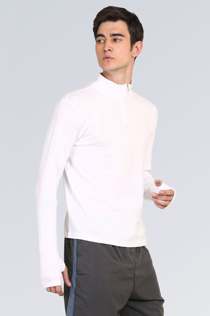 Appulse Men's 1/4 High Neck Zipper Thumb Hole T-Shirt | Men | Premium Cotton | Activewear | Athleisure