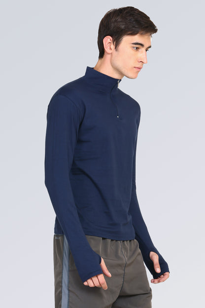 Appulse Men's 1/4 High Neck Zipper Thumb Hole T-Shirt | Men | Premium Cotton | Activewear | Athleisure