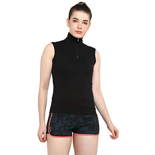 Ap'pulse Women's Sleeveless 1/4 Zip Hineck Tshirt