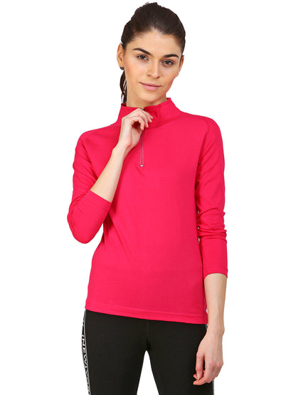 Appulse Women's 1/4 Zip High Neck Raglan T-Shirt | Women | Premium Cotton | Activewear | Athleisure