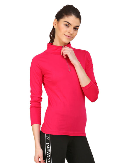 Appulse Women's 1/4 Zip High Neck Raglan T-Shirt | Women | Premium Cotton | Activewear | Athleisure