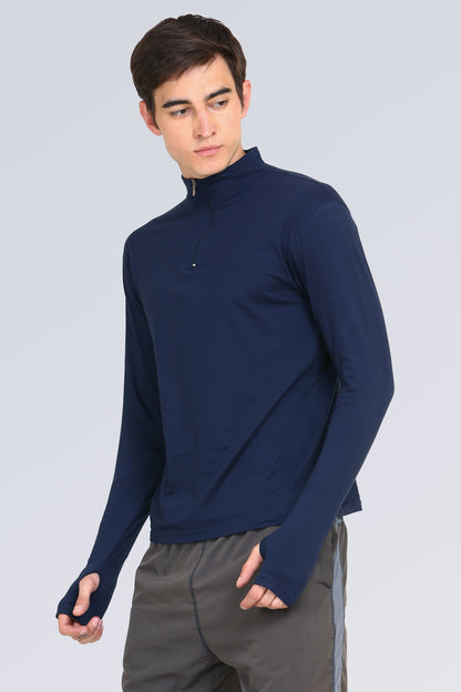 Appulse Men's 1/4 High Neck Zipper Thumb Hole T-Shirt | Men | Premium Cotton | Activewear | Athleisure