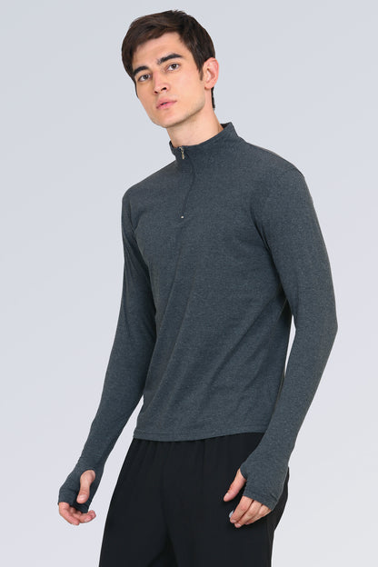 Appulse Men's 1/4 High Neck Zipper Thumb Hole T-Shirt | Men | Premium Cotton | Activewear | Athleisure