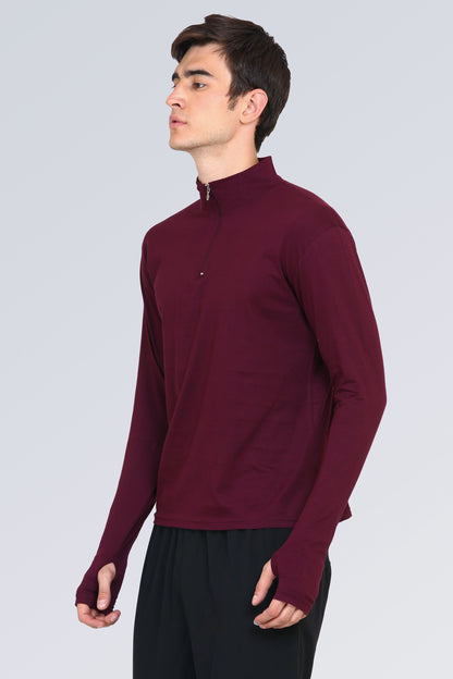 Appulse Men's 1/4 High Neck Zipper Thumb Hole T-Shirt | Men | Premium Cotton | Activewear | Athleisure