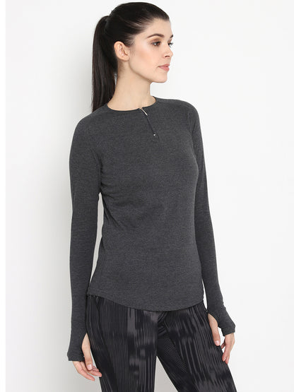 Appulse Women's Round Neck Zipper Long Sleeve T-Shirt | Women | Premium Cotton | Activewear | Athleisure