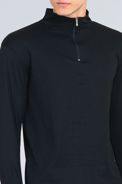 Appulse Men's 1/4 High Neck Zipper Thumb Hole T-Shirt | Men | Premium Cotton | Activewear | Athleisure