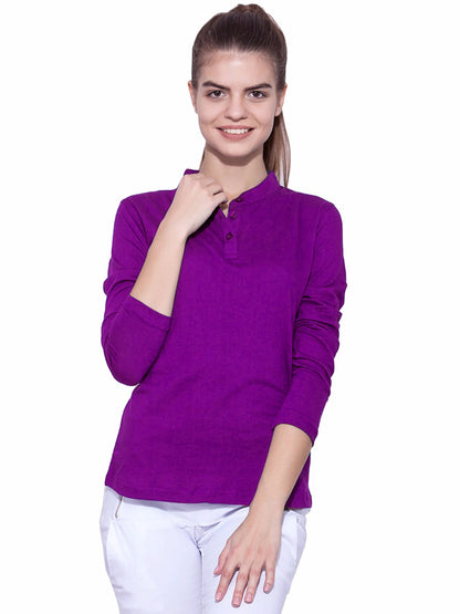 Appulse Women's Long Sleeve Mandarin Polo T-Shirt | Women | Premium Cotton | Activewear | Athleisure