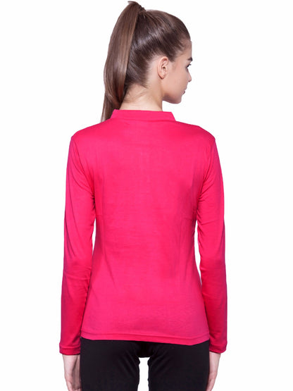 Appulse Women's Long Sleeve Mandarin Polo T-Shirt | Women | Premium Cotton | Activewear | Athleisure