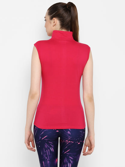 Appulse Women's Sleeveless 1/4 Zip Hi Neck T-Shirt | Women | Premium Cotton | Activewear | Athleisure