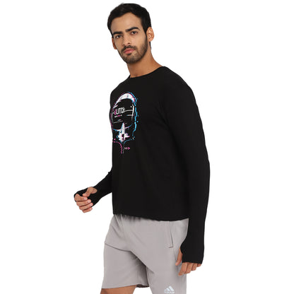 Appulse Men's Printed Long Sleeve Thumb Hole Round Neck T-Shirt | Men | Premium Cotton | Activewear | Athleisure