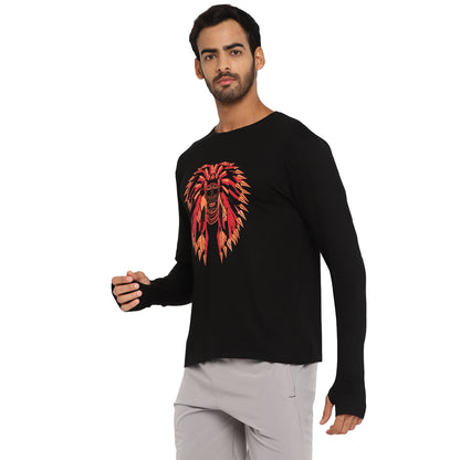Appulse Men's Printed Long Sleeve Thumb Hole Round Neck T-Shirt | Men | Premium Cotton | Activewear | Athleisure