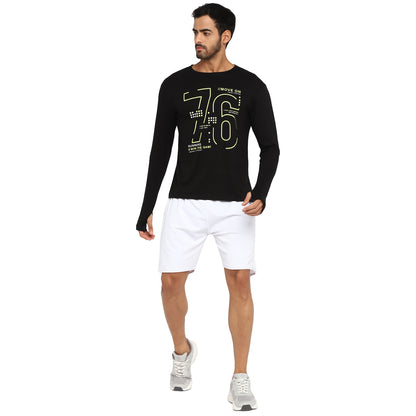 Appulse Men's Printed Long Sleeve Thumb Hole Round Neck T-Shirt | Men | Premium Cotton | Activewear | Athleisure
